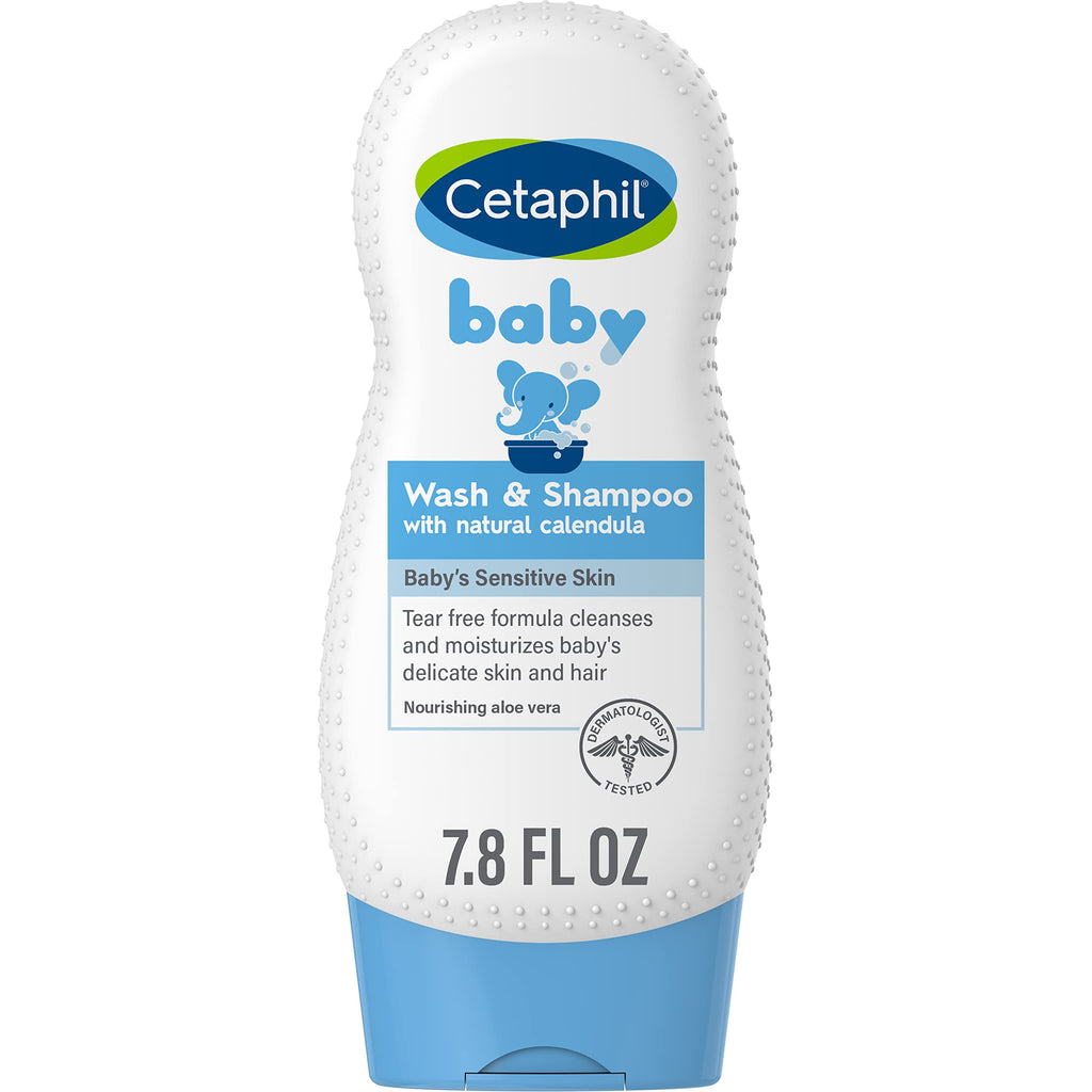 Cetaphil Baby Shampoo and Body Wash with Organic Calendula, Tear Free, Hypoallergenic, Ideal for Everyday Use, Dermatologist Tested, 7.8oz Fresh 7.8 Fl Oz (Pack of 1)