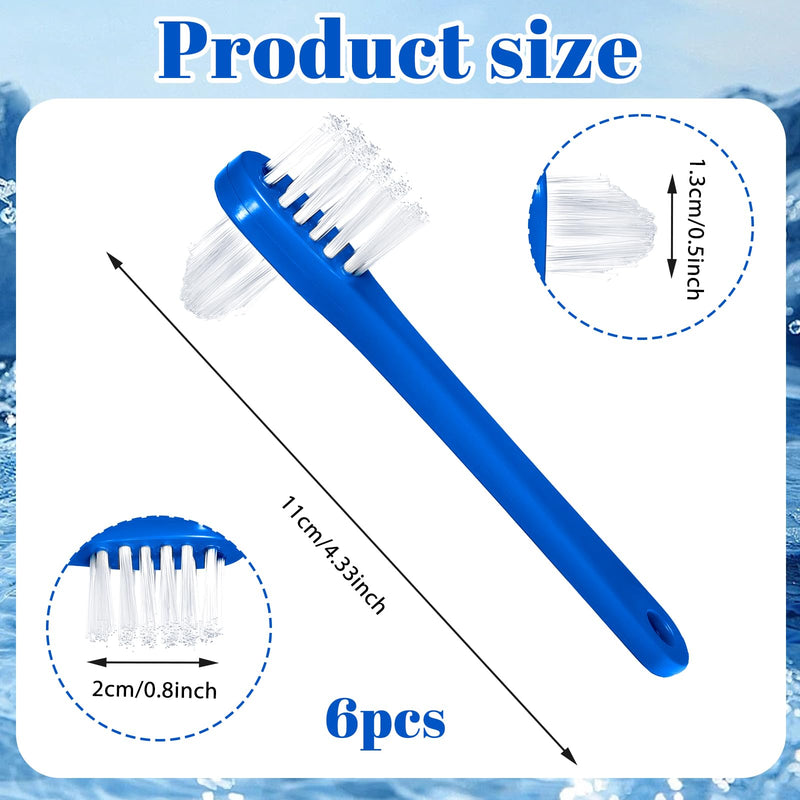 [Australia] - 6 Pack Dual Headed Firm Hard Bristle Toothbrush, Portable Denture Brush, Denture Clean Toothbrush for Dentures Braces Cleaning 