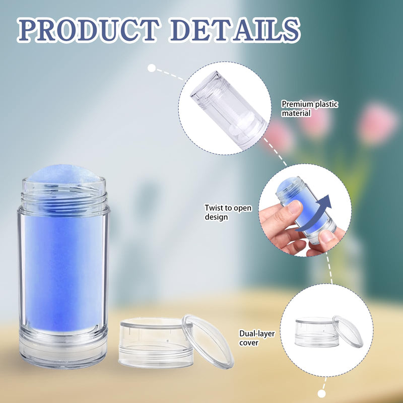 60 Pcs 30 ml Empty Deodorant Containers with labels Clear Plastic Twistup Filling Stick Refillable Bottles Round Bottomfill Balm Tubes Cylinder for Homemade DIY Lip Balm