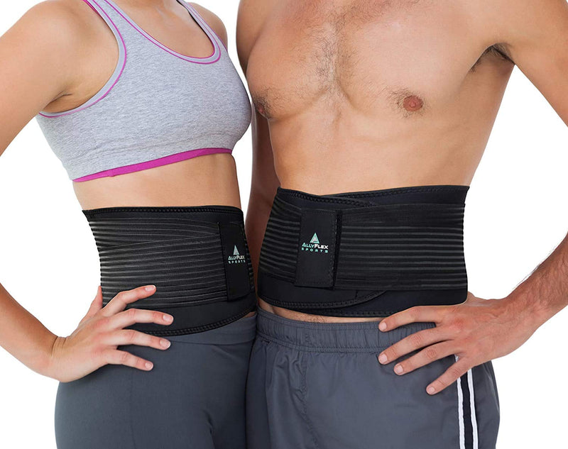 AllyFlex Sports® Back Brace Lower Back Pain Relief - Back Brace for Women and Men Under Clothes Lower Lumbar Support to Improve Posture - L Large (Pack of 1)