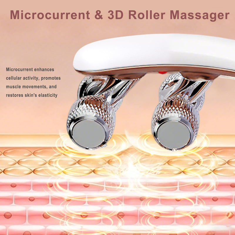 Wireless Facial Massager, 3D Roller Electric Facial Roller, Rechargeable V-Shape Sculpting & Puffiness Relief Tool, Face Roller Lymphatic Drainage for Home & Travel Use (Roller)
