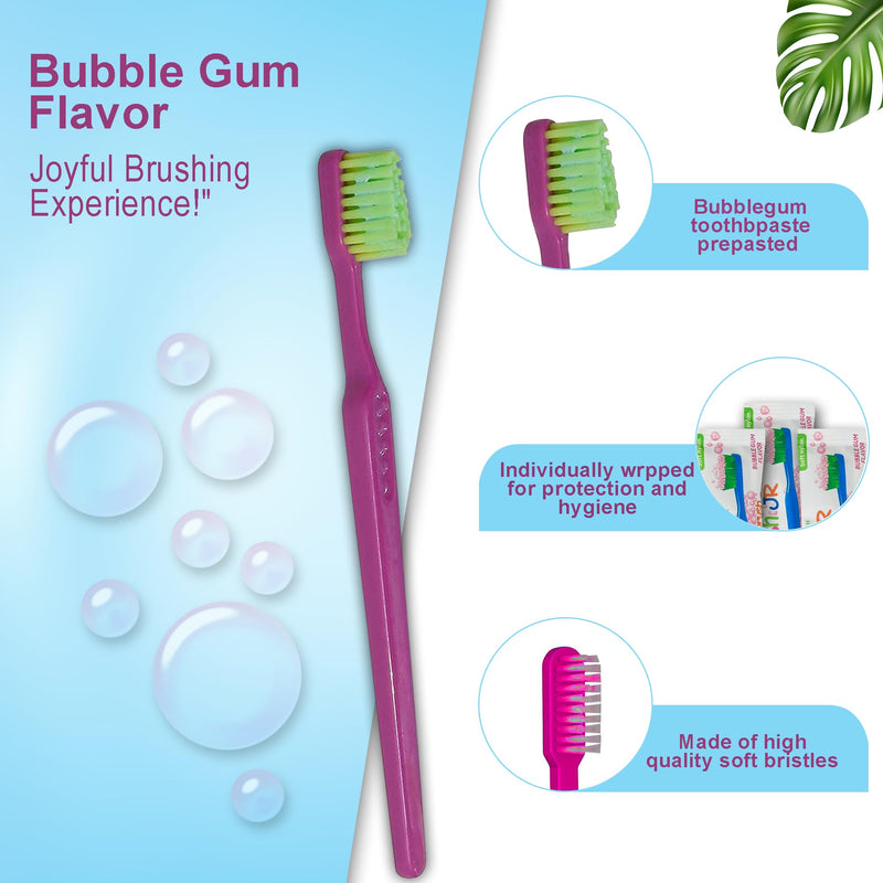 [Australia] - READYBRUSH JR 30 Reusable Prepasted Kids Toothbrushes with Bubblegum Flavor Toothpaste in the bristles- Bulk Toothbrushes Individually Wrapped - Travel Toothbrush for School, Camp, etc Made in the USA 