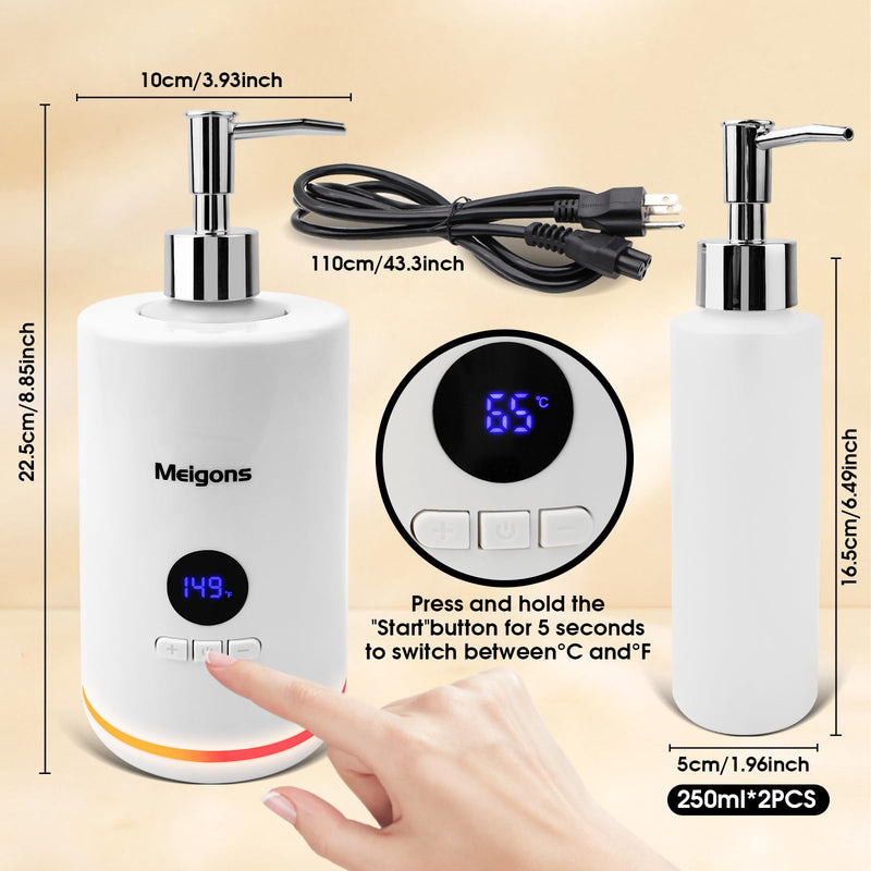 [Australia] - Oil Warmer for Massage, Massage Oil Warmer, Body Oils Heater for Spa, Salon and Barber Shops, with Two Oil Bottle Dispenser, Constant Temperature (White) White 