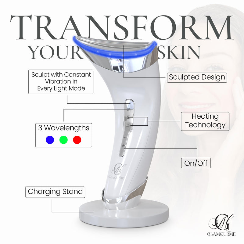 Red Light Therapy for Face - Lymphatic Drainage Massager- Face Sculpting Tool for Fine Lines and Wrinkle Reduction - Triple Action LED Facial Massager for Face and Neck