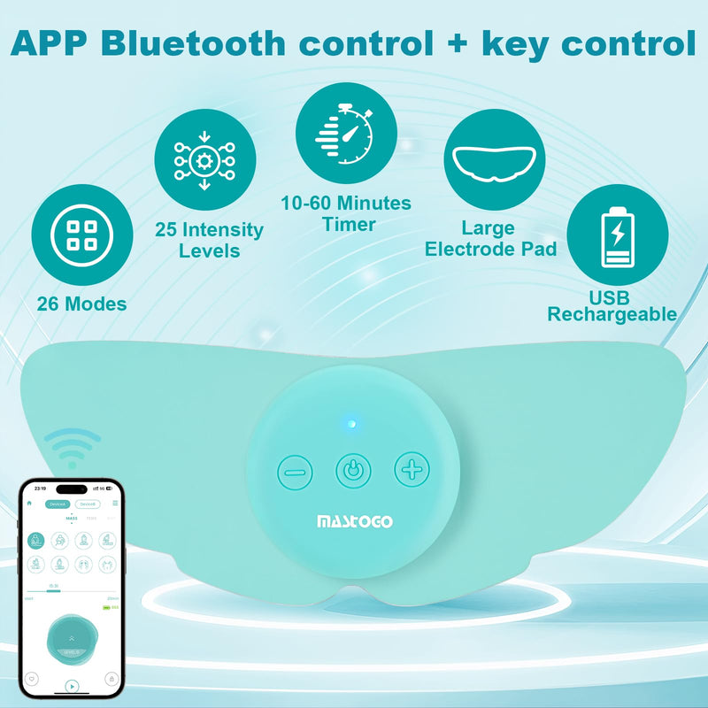 26 Mode Wireless TENS Unit, Effectively Relieve Pain,App-Controlled | Rechargeable EMS Massager, Smart Pocket-Size TENS Machine, Drug-Free Pain Relief for Neck, Back & Shoulder, 3 Premium Pads