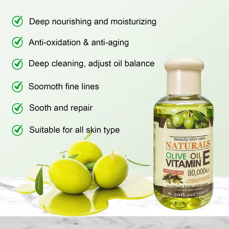 ARCHIDATE Olive Oil with Vitamin E for Face, Reduce the Look of Wrinkles & Fine Lines, Promotes Supple-Looking Skin, Organic Cold Pressed Olive Oil for Lasting Moisture, Moisturizer for Skin, Hair