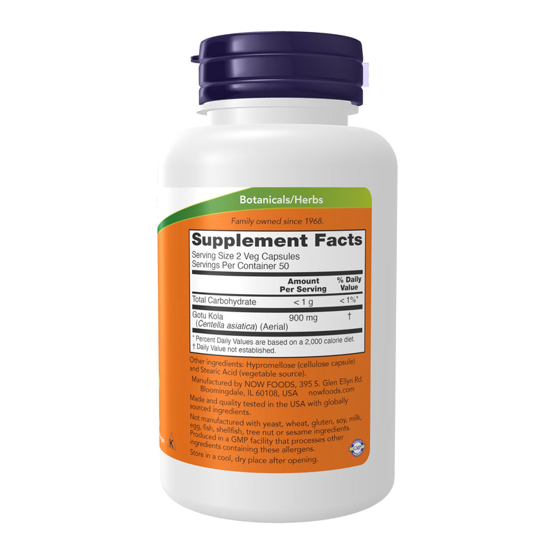 [Australia] - NOW Foods Supplements, Gotu Kola (Centella asiatica) 450 mg, Herbal Supplement, 100 Veg Capsules Unflavored 100 Count (Pack of 1) 
