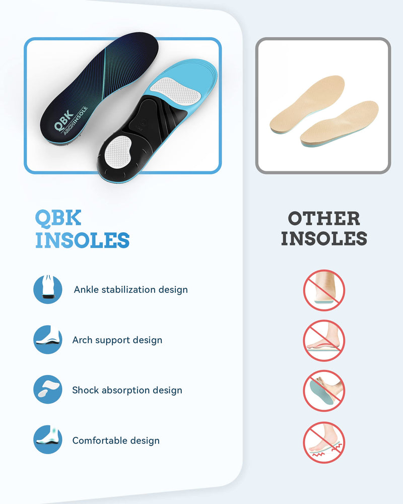 [Australia] - Arch Support Inserts, QBK Plantar-Fasciitis is Designed to Alleviate Pain and Discomfort Related to Plantar Fasciitis, Heel Spurs, Achilles Tendonitis, Metatarsalgia, Hallux Valgus, and Back Pain, L Blue L:(Men11-12.5 ) 