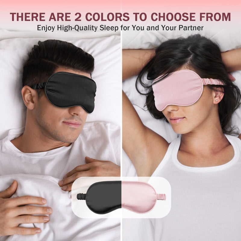 [Australia] - Sleep Mask 2 Pack, Soft Blackout Eye Mask for Women Men, Eye Sleep Shade Cover for Back and Side Sleeper, Sleeping Mask Night Blindfold for Night Sleep, Travel, Nap (Pink, Black) 