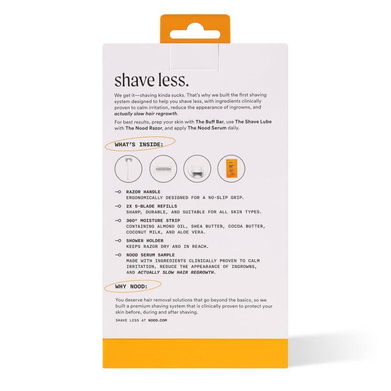 [Australia] - NEW Nood™ Shaving Starter Kit — Premium Stainless Steel Refillable 5-Blade Razors for Women & Men — Includes Razor Handle, 2 Replacement Razor Cartridges, Shower Holder — Works Everywhere Hair Grows 