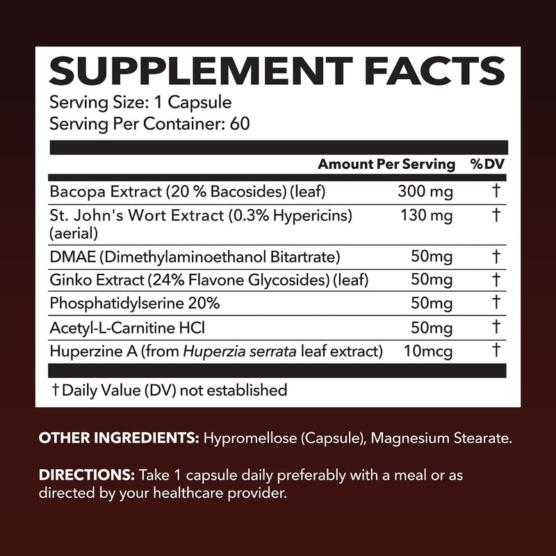 [Australia] - NeuroIgnite Brain Supplements for Memory and Focus Support with St Johns Wort & Ginkgo Biloba | Nootropics Brain Support Supplement | Cognitive & Memory Supplement for Brain Health | 2 Month Supply 60 Capsules (Pack of 1) 