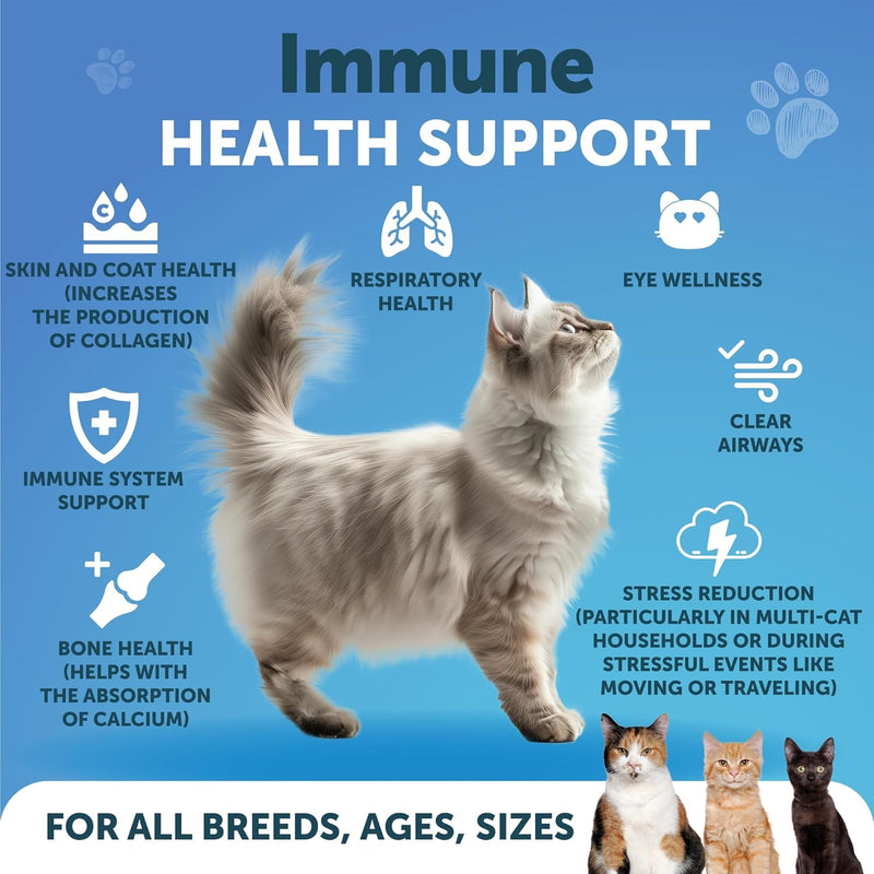 [Australia] - L-Lysine for Cats - Lysine Powder Supplement - 900mg/serving - Immune Support for Cats & Kittens - Sneezing, Runny Nose, Squinting, Watery Eyes, Cold, Eye Function, Respiratory Health - with Taurine White Advanced 