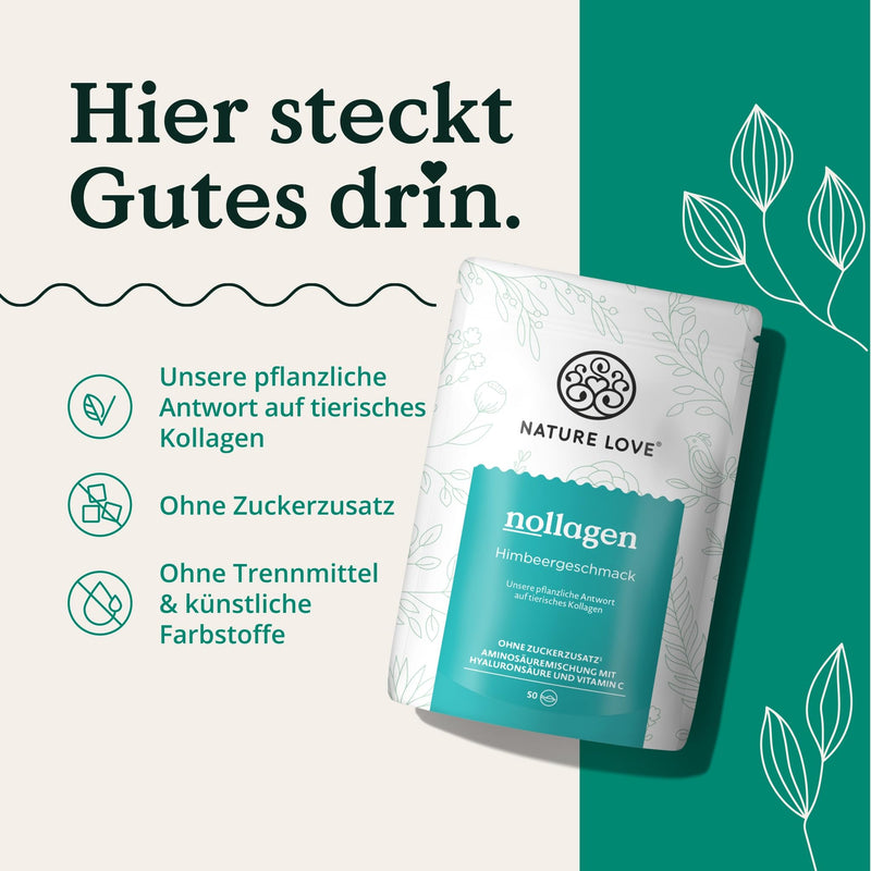 [Australia] - NATURE LOVE® Vegan Collagen - 500g powder - collagen vegan - raspberry flavor - purely plant-based alternative to collagen powder - laboratory tested, produced in Germany 