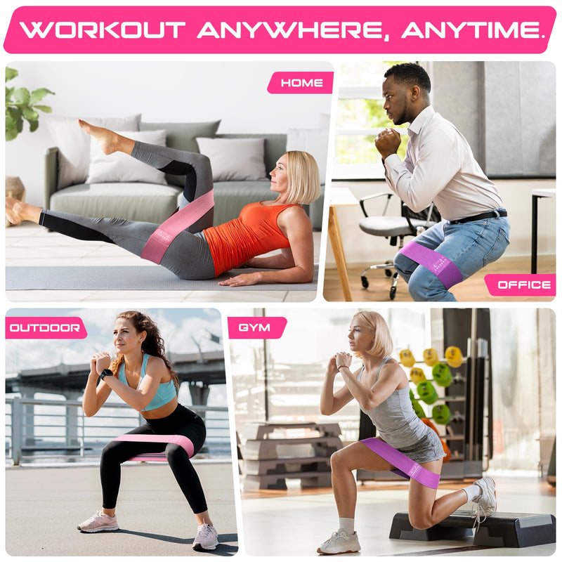 [Australia] - Fabric Resistance Bands for Working Out - Exercise Bands for Women and Men, Booty Bands for Legs and Butt, Yoga, Pilates, Rehab, Fitness and Home Workout Pink 