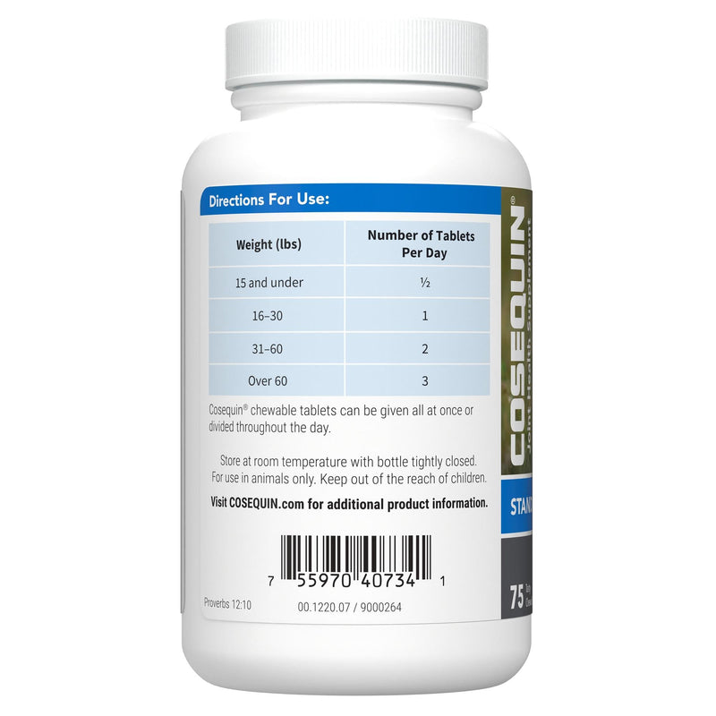 Nutramax Cosequin Standard Strength Joint Health Supplement for Dogs, with Glucosamine and MSM, 75 Chewable Tablets (Pack of 2) 75Count (Pack of 2) - PawsPlanet Australia