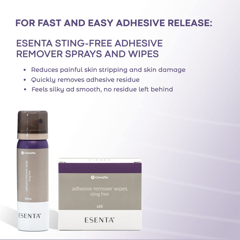 [Australia] - ConvaTec ESENTA Adhesive Remover Wipes for Around Stomas and Wounds, Sting Free, Alcohol Free, 25ct Box (Pack of 1) 25 Count (Pack of 1) 