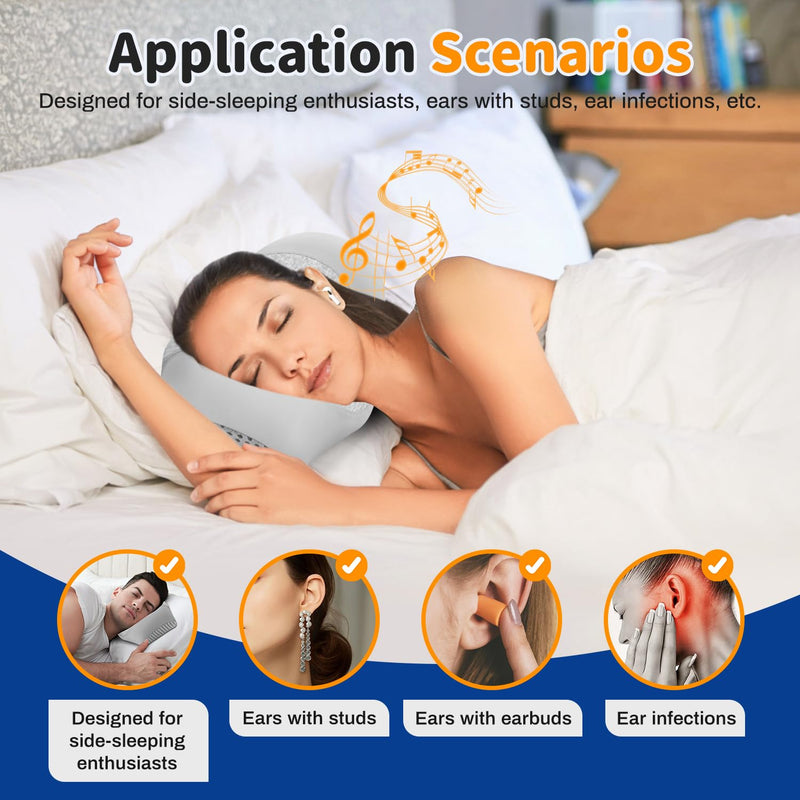 [Australia] - Ear Piercing Pillow for Side Sleepers with Ear Hole, Designed for CNH, Ear Pain Relief and Pressure Sores, Memory Foam Contoured Design Side Sleeping Pillow, Breathable Cotton Blend-Gray Gray 