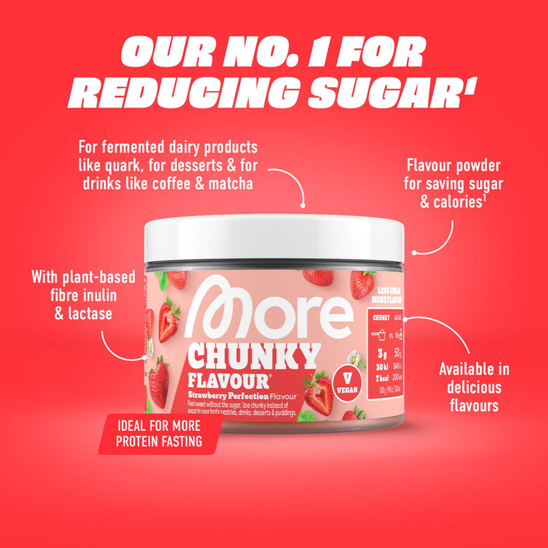 MORE Chunky Flavour, Salted Caramel, 150 g | flavour powder for sweetening, low in sugar and calories, with inulin and lactase, made in Germany