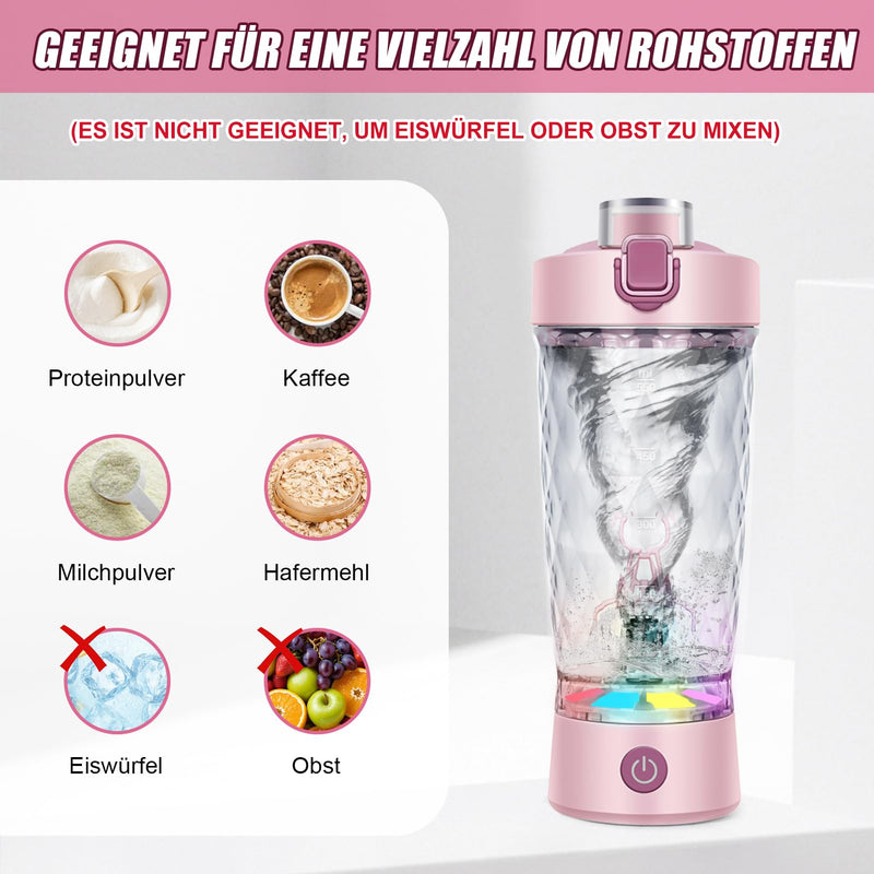 [Australia] - SOARFLY Shaker Electric Protein Shaker with Powder Compartment 650ML Protein Mixer Shaker USB Rechargeable, Electric Shaker for Protein Powder and Milkshake, Electric Protein Shaker, BPA-Free, Pink 