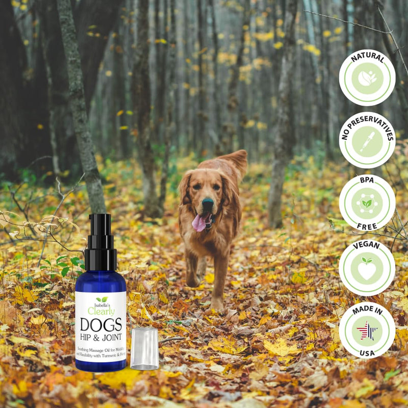 HIP & JOINT Massage Oil for Dogs with Flax Seed and Turmeric Oils | Pet Safe Essential Oils Support Mobility, Flexibility, Ease Tension and Discomfort - Vegan Pet Product Made in USA - PawsPlanet Australia