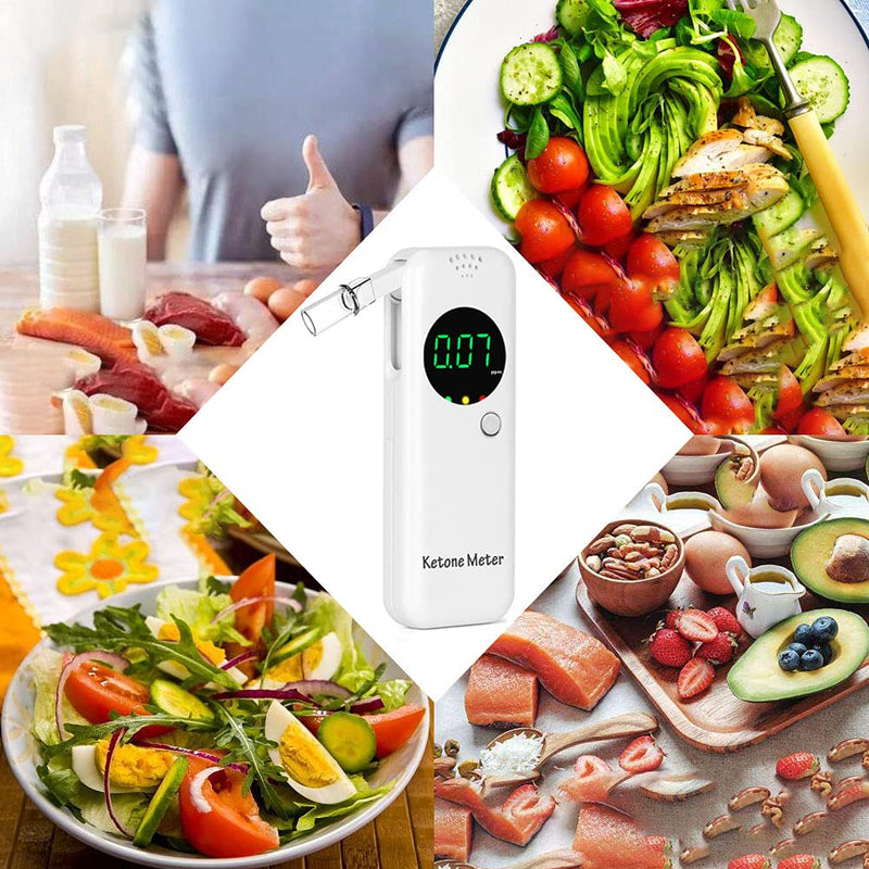 [Australia] - Ketosis Meter - High-Accurate Breath Ketone Analyzer & Portable Ketosis Breath Tester, 10 Reusable Mouthpieces for Reliable Ketosis Tracking White 
