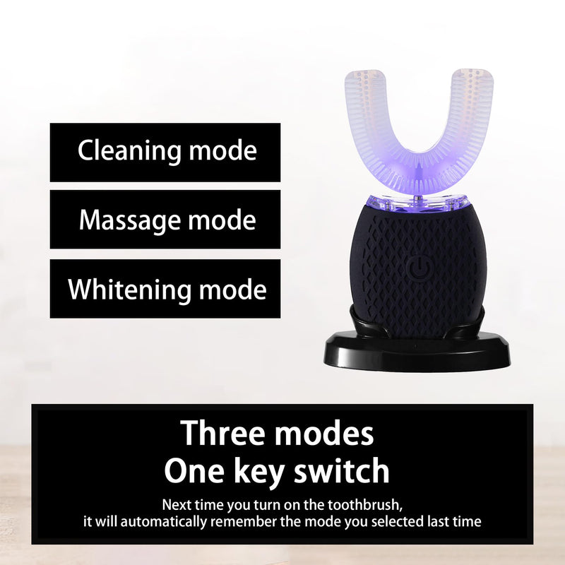 Automatic Toothbrush for Adults - Ultrasonic Electric Toothbrush with Soft Bristles Rechargeable Portable Waterproof Design 30s Timer, Wireless Charging Dual-Use for Travel & Home (Black) Black