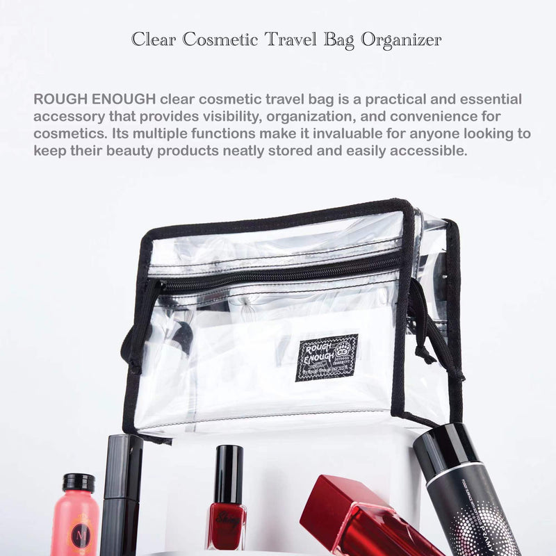 Rough Enough Clear Travel Toiletry Bag Cosmetic Bags Makeup Organizer Pouch for Women Men Bundle Set
