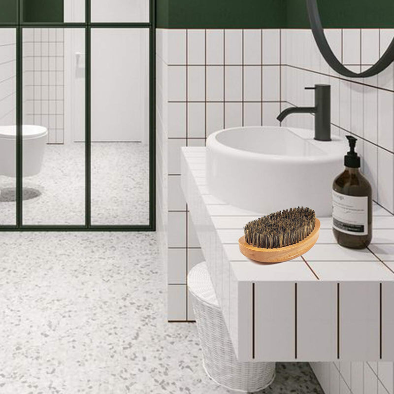 Wave Brush Medium Boar Bristles Hair brush-Designed for Thin and Normal Hair-Mens Curved Military Wave and Beard Brush-Great for 360 Waves brown/brown bristles