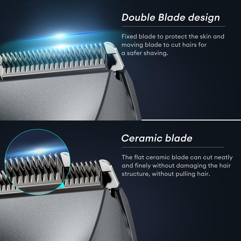 [Australia] - Body Hair Trimmer for Men, kensen Electric Groin Hair Trimmer, Rechargeable Body Groomer, Replaceable Ceramic Blade Heads, IPX7 Waterproof Wet/Dry Clippers, Male Pubic Hair Hygiene Razor Black 