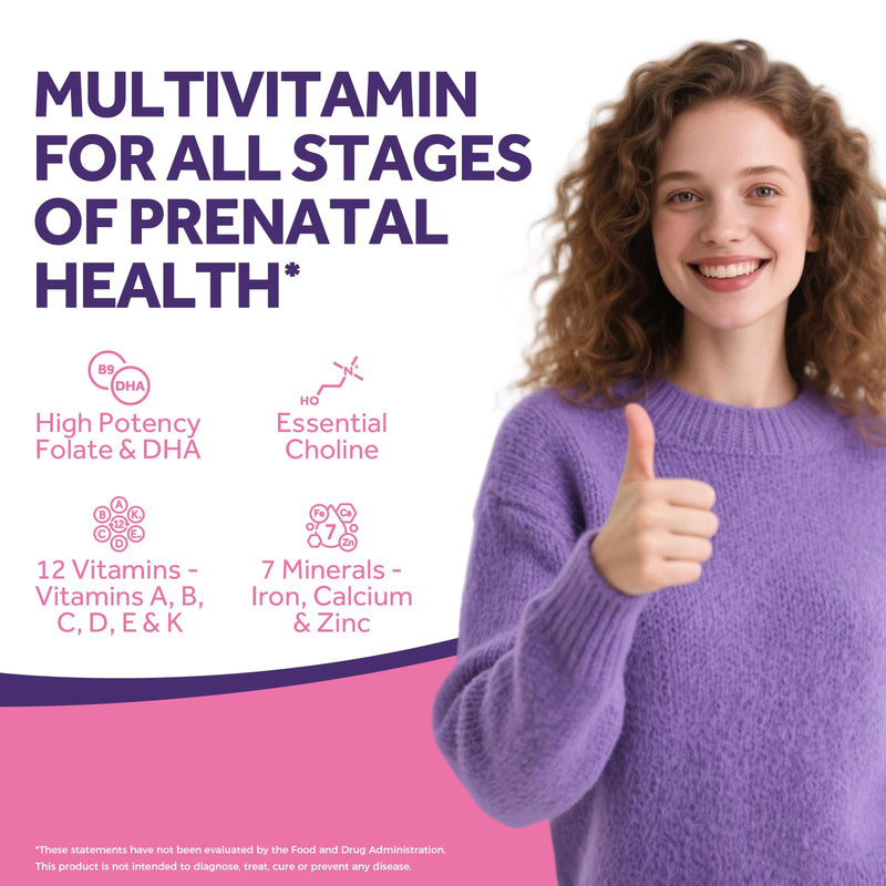 Doctor's Recipes Prenatal Multivitamin with DHA & Folate (L-5-MTHF) for Expecting & Planning Moms, Gentle Comprehensive Nutrient Support, 60 Softgels