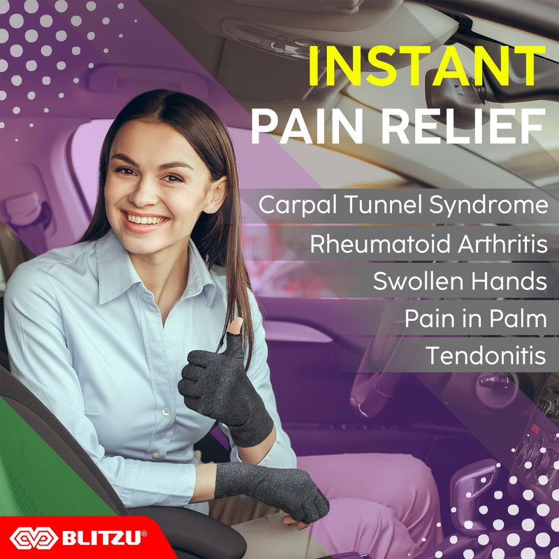 [Australia] - BLITZU Massage Gloves For Hands Copper Hands Arthritis Gloves Women Carpel Tunnel Relief Half Finger Gloves Fingerless Gloves For Women Compression Gloves For Arthritis For Women PINK M Medium 