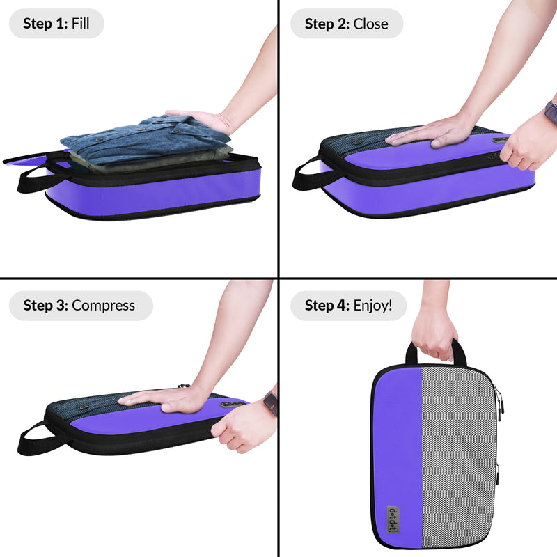 Large Packing Cubes for Travel - 5pc Packing Cubes for Suitcases - Lightweight Luggage Organizer Bags (Compression) Multicolor Compression Large