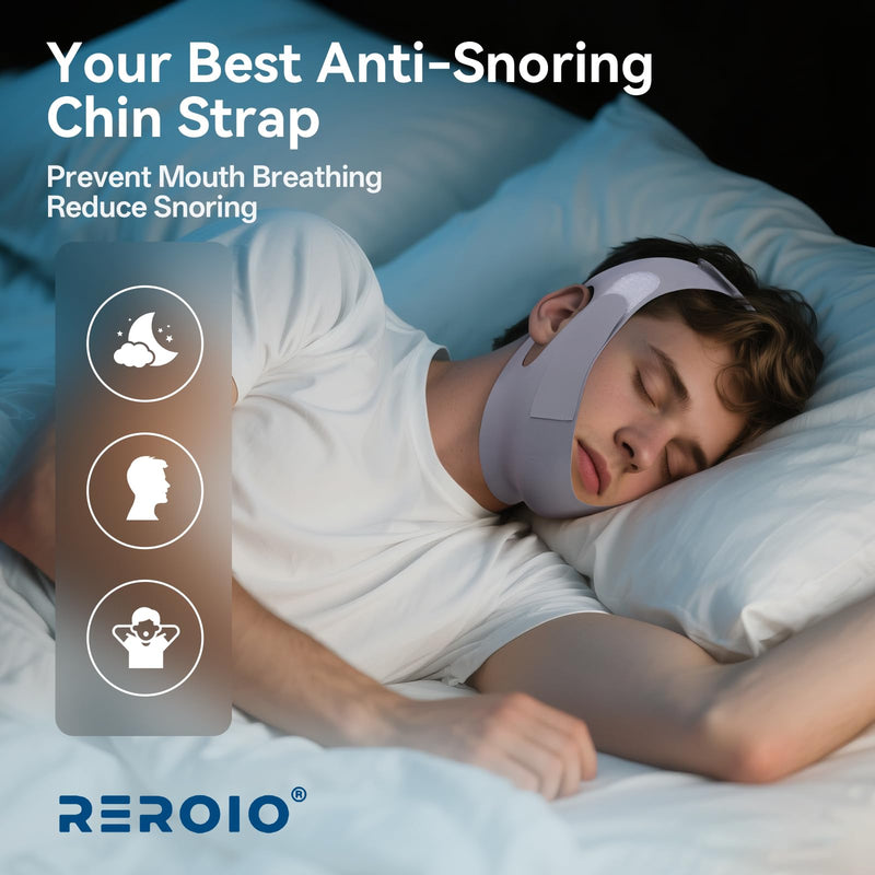 [Australia] - Chin Strap for Sleeping with 4-Side Adjustment, Anti Snoring Chin Strap Elasticity for Adults, Anti Snoring Devices Breathable and Durable, Snore Stopper for CPAP Users, Gray, M 1 MÔºà23.6in*5.11inÔºâ 