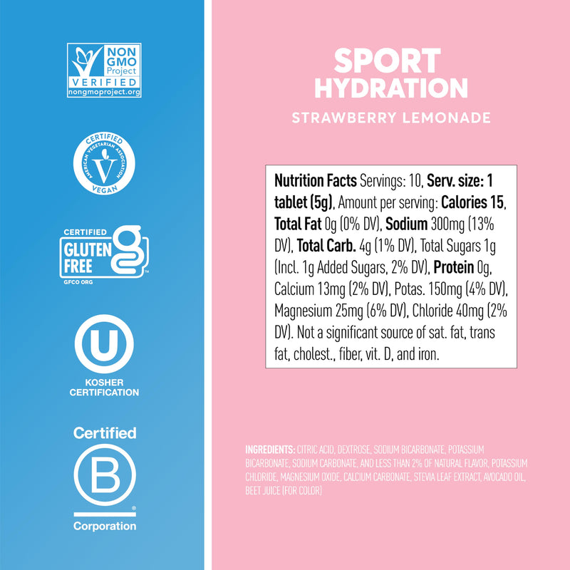 Nuun Sport Electrolyte Tablets, GF & Vegan, Strawberry Lemonade, 4 Pack | 40 Servings with Magnesium, Calcium, Potassium, Chloride & Sodium, Gluten Free & Vegan 40 Count (Pack of 1)