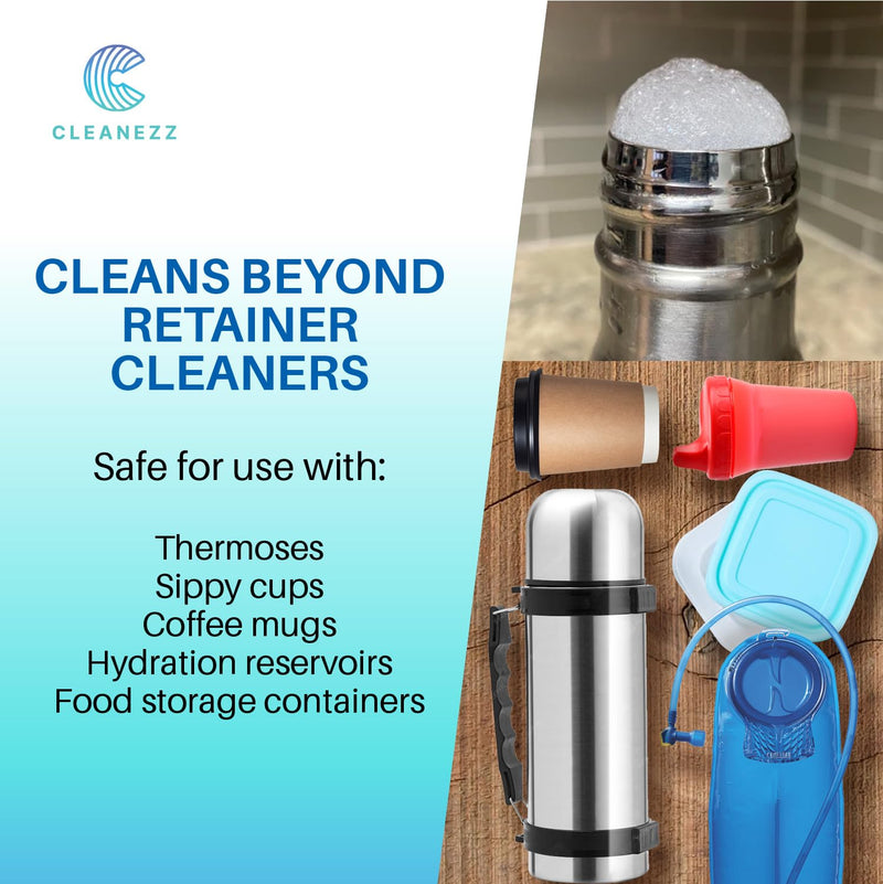 [Australia] - Cleaner Tablets: for Retainers, Dentures, Bottles & More - Odor, Plaque, Stain Removal, Includes Denture Bath, 4-Mo Supply 