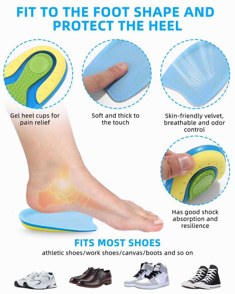 [Australia] - Toaren 5 pairs of heel spur insoles (size L) heel pads made of silicone gel, heel cushion orthopedic, women and men, heel gel cushion, soft gel insoles for relief from plantar fasciitis and heel spurs 5 blue 