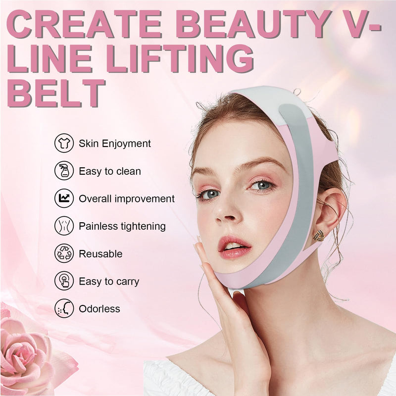 [Australia] - Chin Strap for Sleeping,Anti Snoring Chin Strap for CPAP Users,V-Line Lifting Mask,Adjustable and Breathable Chin Strap-Keep Mouth Closed for Effectively Reduce Snoring (Pink-White) Pink-white 