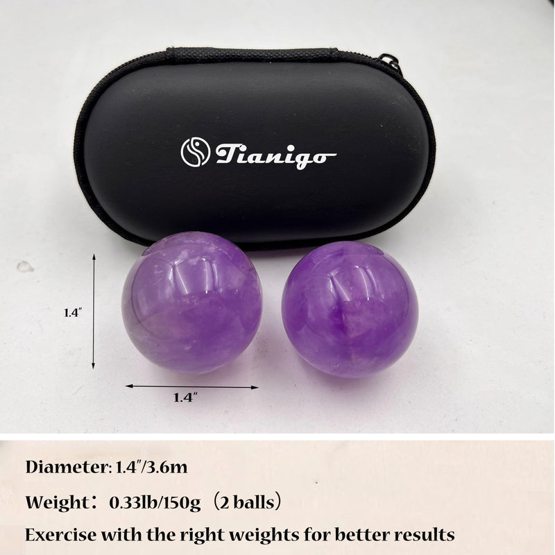 [Australia] - Baoding Balls 1.4”inch Amethyst Crystal Chinese Healthy Massage Balls for Hands Therapy Stress Relief Hand Exercise Balls Purple Quartz Healing Stress Balls No Chime 