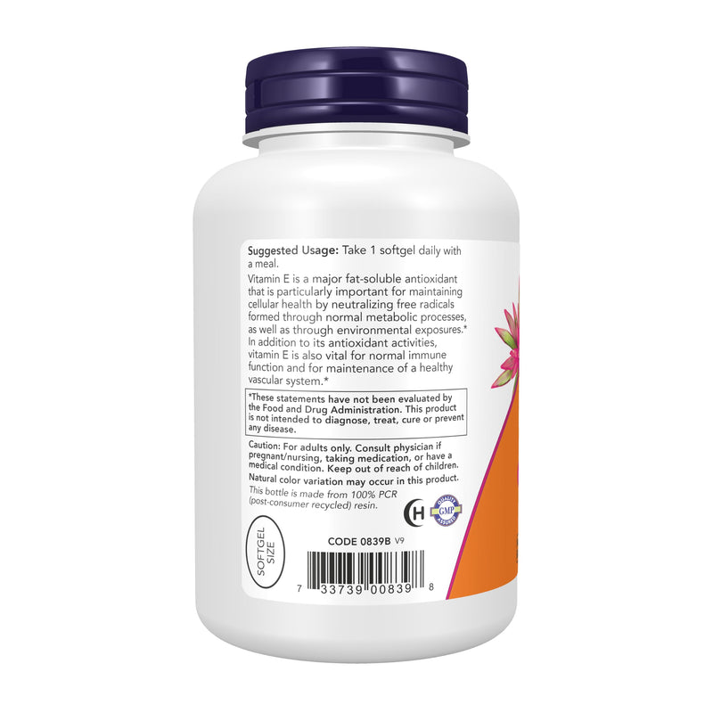 NOW Foods Supplements, Vitamin E-400 IU, D-Alpha Tocopheryl, Antioxidant Protection*, 250 Softgels 250 Count (Pack of 1)