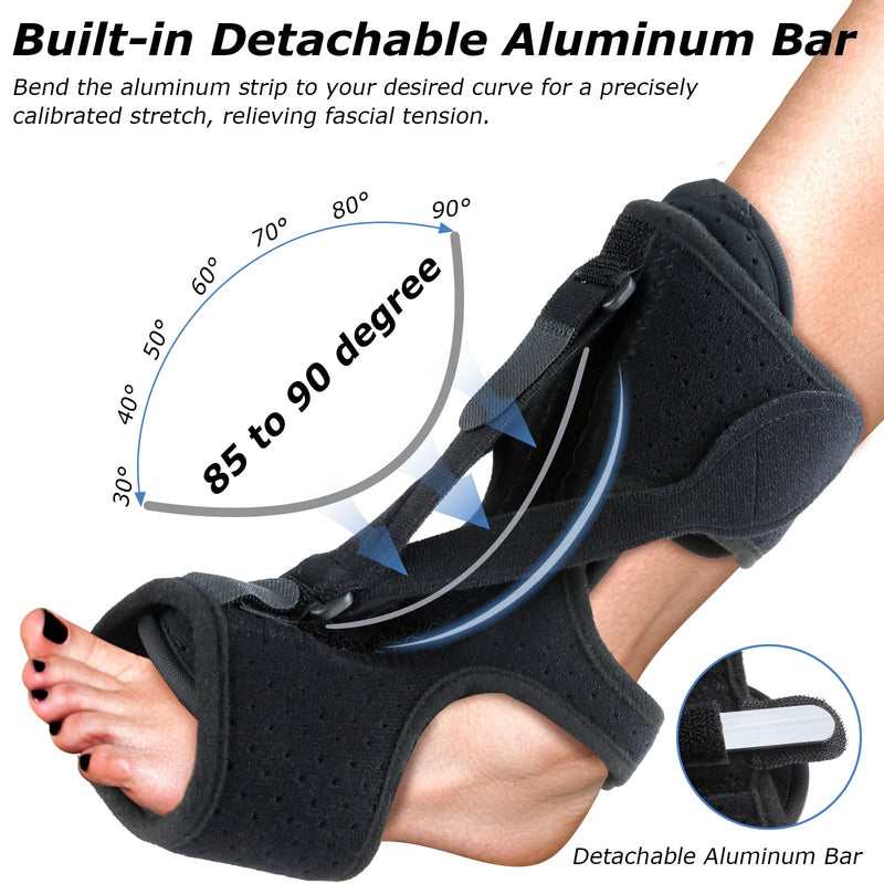 [Australia] - Plantar Fasciitis Night Splint with Massage Ball & Arch Pads, Foot Brace Support for Achilles Tendonitis, Foot Drop & Heel Spur – Adjustable Night Splint for Women & Men, Black 