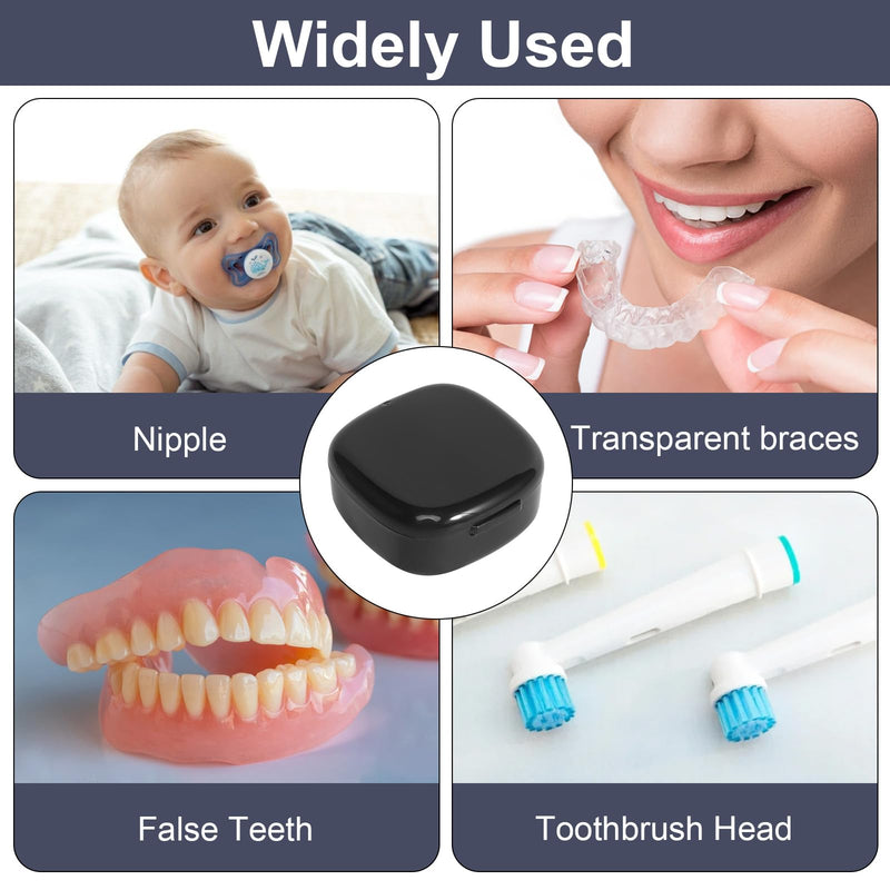 [Australia] - Braces box, denture box, 2 pieces, tooth rescue box, portable denture box with sieve, tooth splint box for false teeth, storage, cleaning 