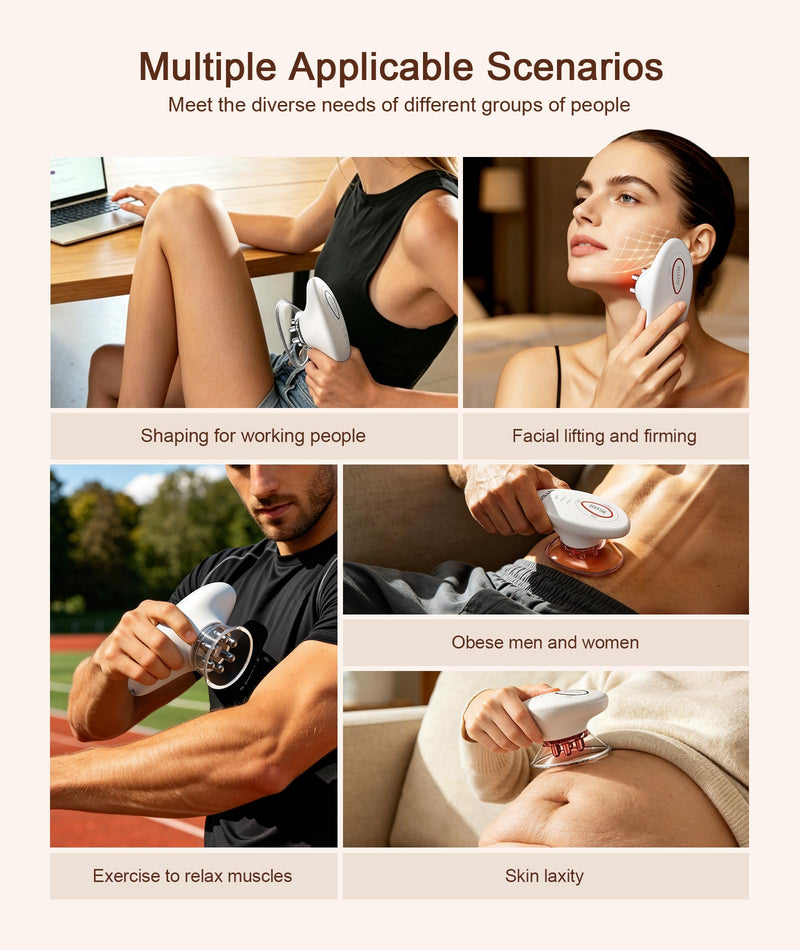 3 in 1 Face & Body Sculpting Machine 3 Level Adjustable Beauty Device for Body Contouring, Cellulite Massager Tool with Red Light Therapy for Home Spa or Self Care Suitable for Legs, Abdomen, Arms etc