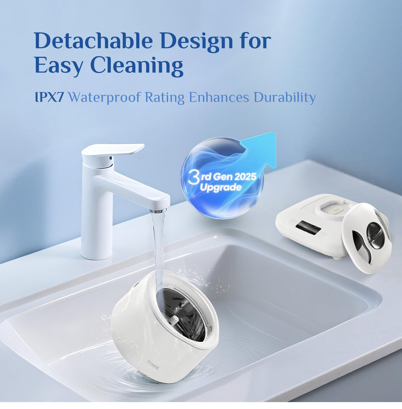 [Australia] - Retainer Cleaner Machine, Ultrasonic Dental Cleaner Pod for Retainers, Invisalign, Dentures, Mouth Guards & Jewelry, Detachable Design with Digital Timer & 4 Cleaning Modes 2025 White 