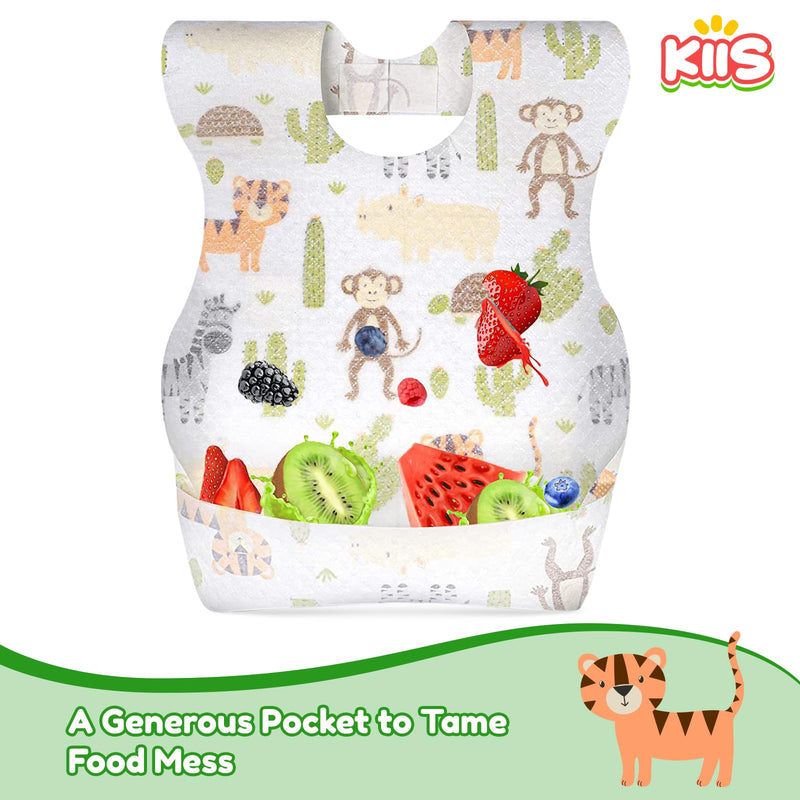 [Australia] - KIIS Disposable Baby Bibs for Baby Boys and Girls - Individually Packaged - Hygienic, Soft and Leakproof (20 PCS / 60 PCS) Animal 