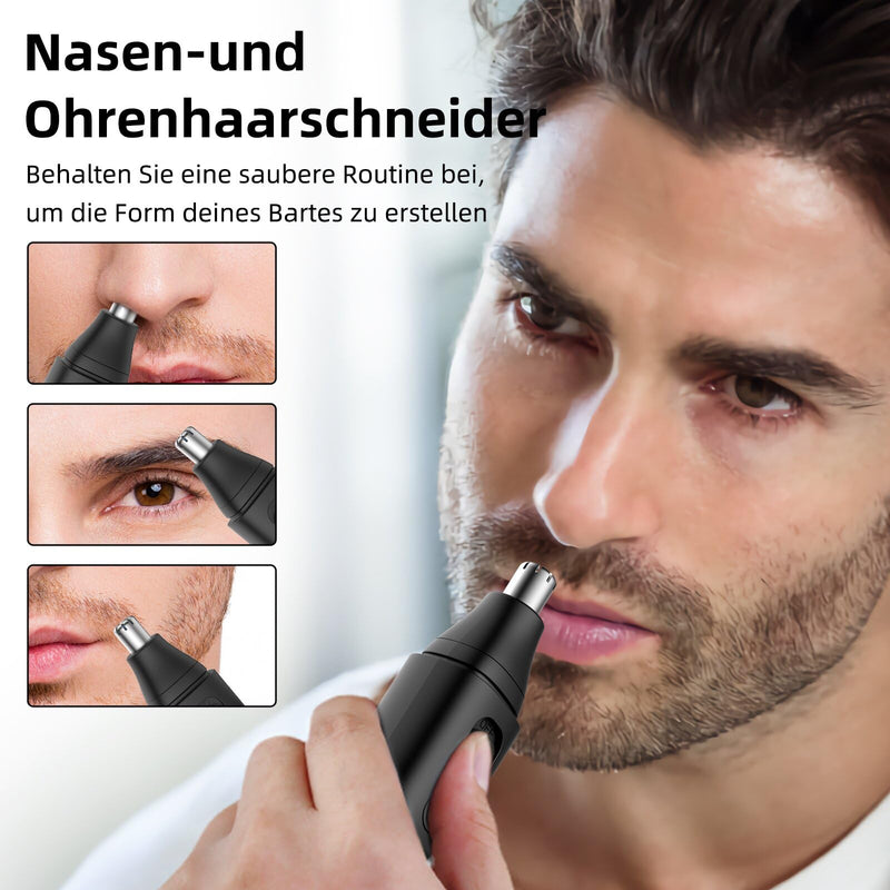 [Australia] - Ear and nose hair trimmer for men and women Painless nose hair removal Double-edged steel trimmer Easy to clean USB rechargeable Black 