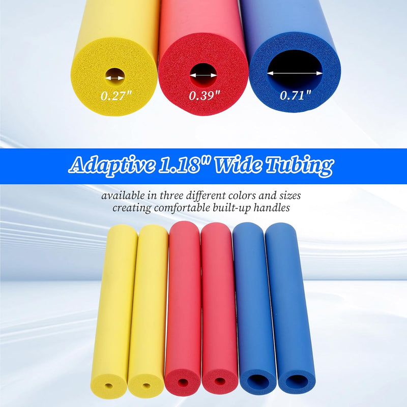 Foam Grip Tubing, Multi-Size Foam Tubing for Handle Grip - 3 Inner Diameters (0.27"/0.39"/0.71") Adaptive Utensil & Tool Padding, Built-Up Aid for Enhanced Dexterity & Controlam tubing- 8PCS (4 Sizes) Comfortable Aid for Utensils - No BPA/Phthalate/Latex