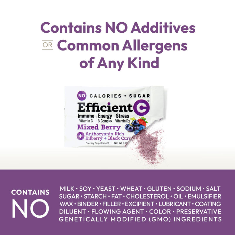 Andrew Lessman ProCaps Efficient C Mixed Berry 90 Drink Packets | 500 mg Non-Acidic Vitamin C plus Bilberry, Black Currant, Methylcobalamin B12 & Vitamin D3 for Immune, Energy & Eye Support. Mixed Berry w/ Bilberry & Black Currant 0.07 Ounce (Pack of 90)
