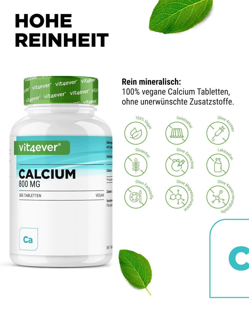 [Australia] - Calcium - 365 tablets - 800 mg calcium from calcium carbonate per daily serving - For 6 months - Vegan, laboratory tested, high dosage & without unwanted additives 420 g (pack of 1) 