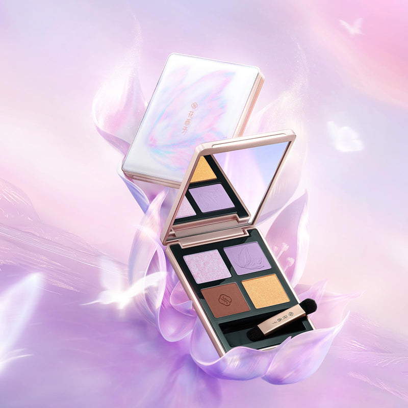 [Australia] - FLORASIS Butterfly Glitter Quad Eyeshadow Palette (02 Peach Haze, 1 Count) 02 Peach Haze 1 Count (Pack of 1) 