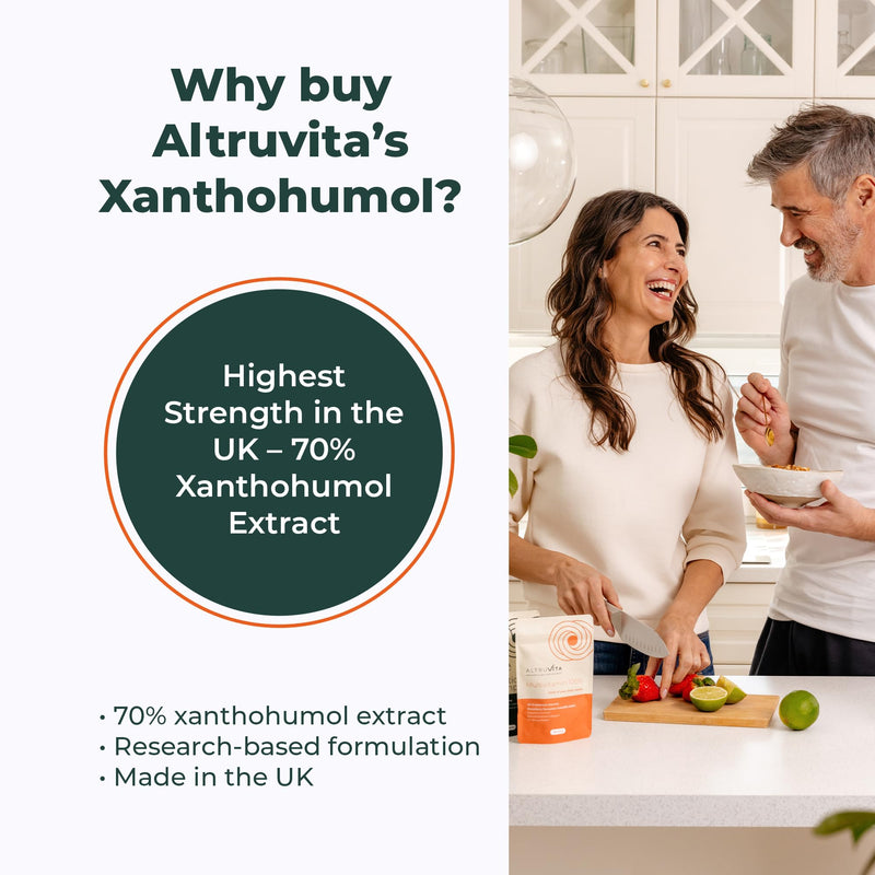 Xanthohumol 70% Hop Extract 30 Capsules - High Strength Antioxidant Supplement - Gut & Microbiome Support - Relaxation & Sleep Support - Vegan Friendly - UK Made 30 count (Pack of 1)